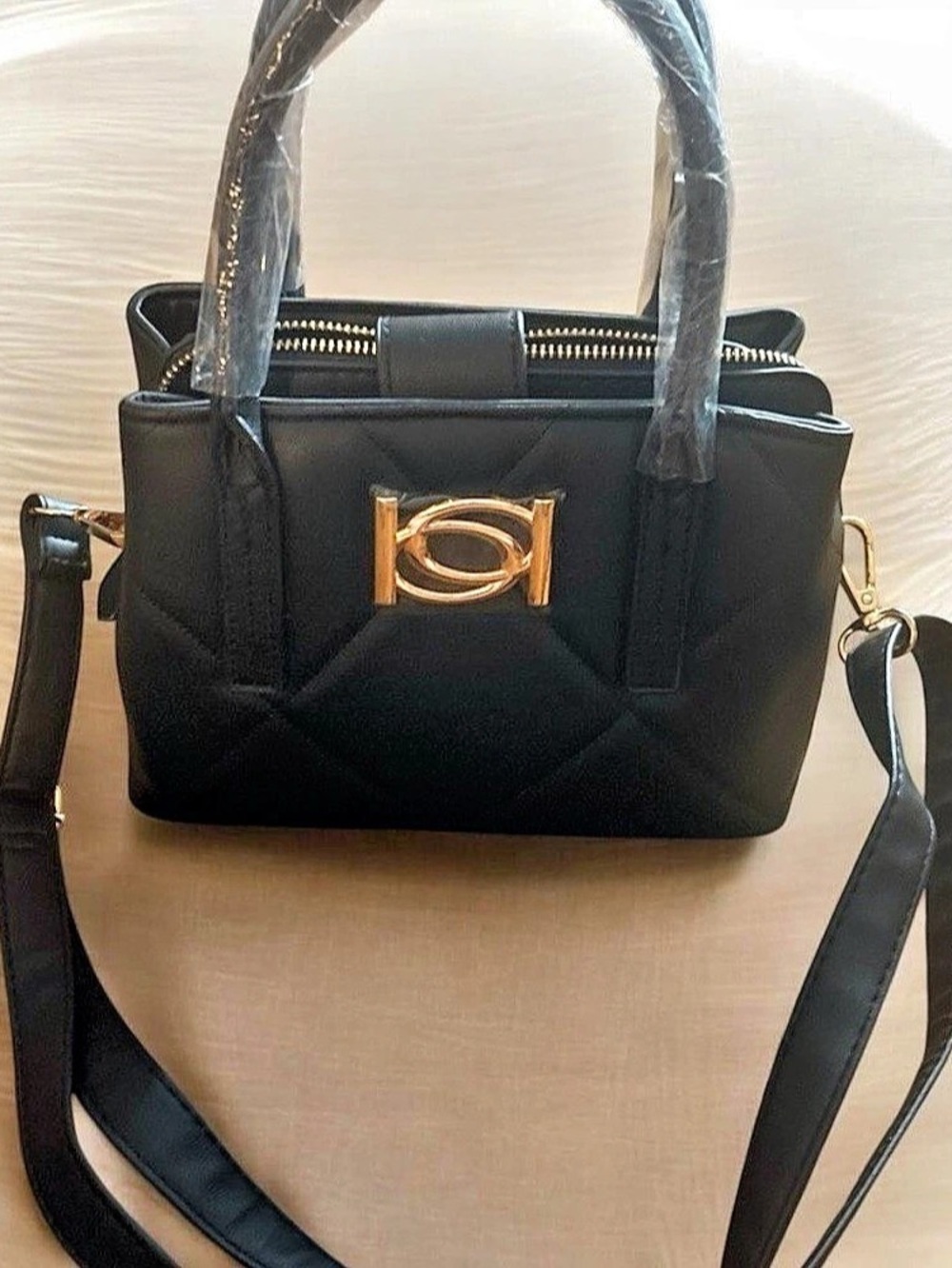 bebe Quilted Satchel in Black